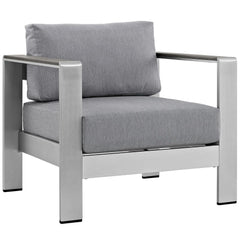 Shore Silver/Gray 6 Piece Outdoor Patio Aluminum Sectional Sofa Set - 80.5x135.5" - Ornate Home
