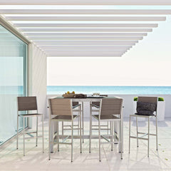 Shore Silver/Gray 7 Piece Outdoor Patio Aluminum Dining Set - Ornate Home