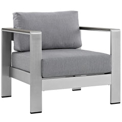 Shore Silver/Gray 7 Piece Outdoor Patio Aluminum Sectional Sofa Set - Ornate Home
