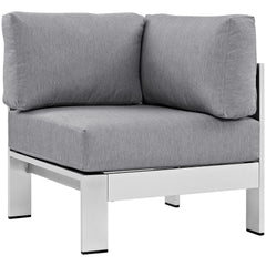Shore Silver/Gray 7 Piece Outdoor Patio Aluminum Sectional Sofa Set - Ornate Home