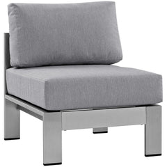 Shore Silver/Gray 7 Piece Outdoor Patio Sectional Sofa Set - Ornate Home