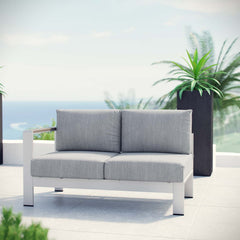 Shore Silver/Gray Left-Arm Corner Sectional Outdoor Patio Aluminum Loveseat - Ornate Home