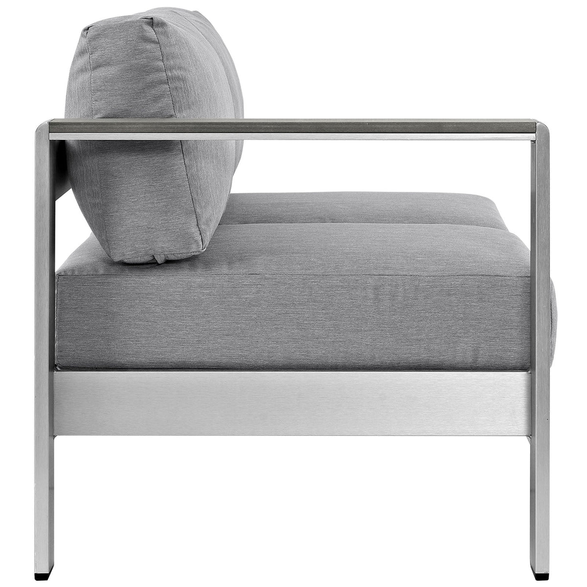 Shore Silver/Gray Left-Arm Corner Sectional Outdoor Patio Aluminum Loveseat - Ornate Home
