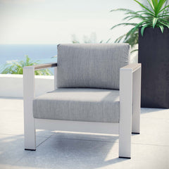 Shore Silver/Gray Outdoor Patio Aluminum Armchair - Ornate Home