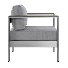Shore Silver/Gray Outdoor Patio Aluminum Armchair - Ornate Home