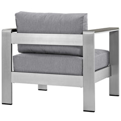 Shore Silver/Gray Outdoor Patio Aluminum Armchair - Ornate Home