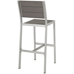 Shore Silver/Gray Outdoor Patio Aluminum Armless Bar Stool - Ornate Home