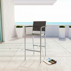 Shore Silver/Gray Outdoor Patio Aluminum Bar Stool - Ornate Home