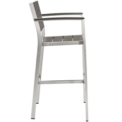Shore Silver/Gray Outdoor Patio Aluminum Bar Stool - Ornate Home