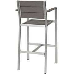 Shore Silver/Gray Outdoor Patio Aluminum Bar Stool - Ornate Home
