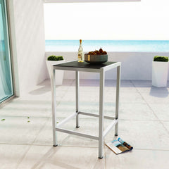 Shore Silver/Gray Outdoor Patio Aluminum Bar Table - Ornate Home