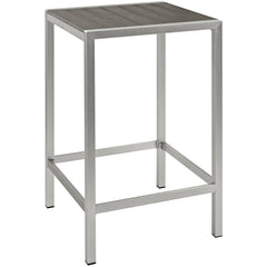 Shore Silver/Gray Outdoor Patio Aluminum Bar Table - Ornate Home