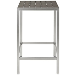Shore Silver/Gray Outdoor Patio Aluminum Bar Table - Ornate Home