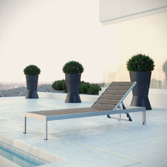 Shore Silver/Gray Outdoor Patio Aluminum Chaise - Ornate Home
