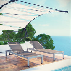 Shore Silver/Gray Outdoor Patio Aluminum Chaise (Set of 2) - 76x50x12" - Ornate Home