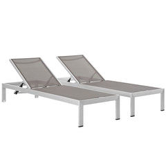 Shore Silver/Gray Outdoor Patio Aluminum Chaise (Set of 2) - 76x50x12" - Ornate Home