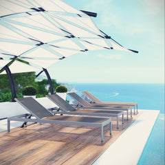 Shore Silver/Gray Outdoor Patio Aluminum Chaise (Set of 4) - 76x100x12" - Ornate Home