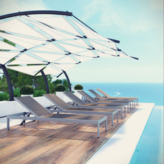Shore Silver/Gray Outdoor Patio Aluminum Chaise (Set of 6) - 76x150x12" - Ornate Home