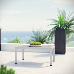 Shore Silver/Gray Outdoor Patio Aluminum Coffee Table - Ornate Home