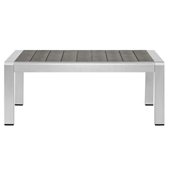Shore Silver/Gray Outdoor Patio Aluminum Coffee Table - Ornate Home