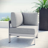 Shore Silver/Gray Outdoor Patio Aluminum Corner Sofa - Ornate Home