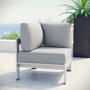 Shore Silver/Gray Outdoor Patio Aluminum Corner Sofa - Ornate Home