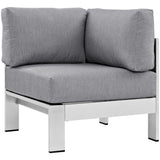 Shore Silver/Gray Outdoor Patio Aluminum Corner Sofa - Ornate Home
