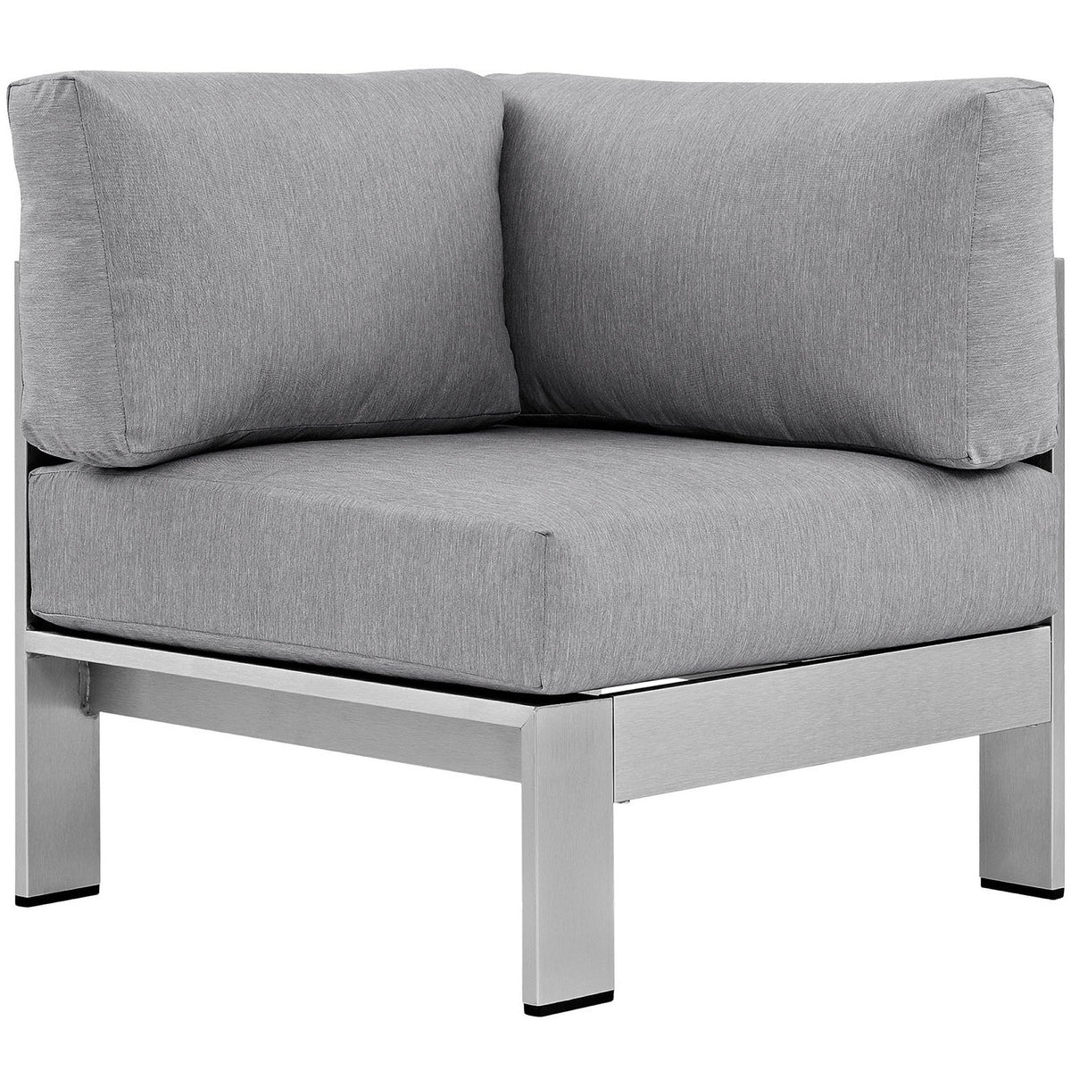 Shore Silver/Gray Outdoor Patio Aluminum Corner Sofa - Ornate Home