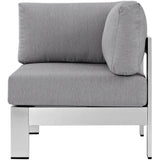 Shore Silver/Gray Outdoor Patio Aluminum Corner Sofa - Ornate Home