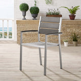 Shore Silver/Gray Outdoor Patio Aluminum Dining Armchair - Ornate Home