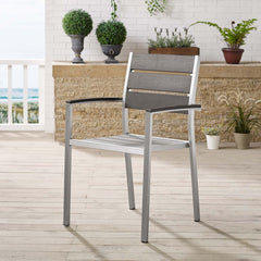 Shore Silver/Gray Outdoor Patio Aluminum Dining Armchair - Ornate Home