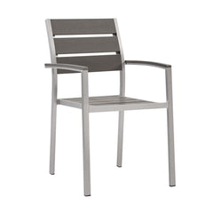 Shore Silver/Gray Outdoor Patio Aluminum Dining Armchair - Ornate Home