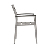 Shore Silver/Gray Outdoor Patio Aluminum Dining Armchair - Ornate Home