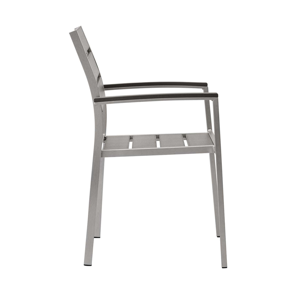 Shore Silver/Gray Outdoor Patio Aluminum Dining Armchair - Ornate Home