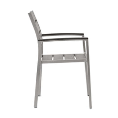 Shore Silver/Gray Outdoor Patio Aluminum Dining Armchair - Ornate Home