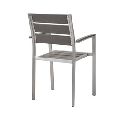 Shore Silver/Gray Outdoor Patio Aluminum Dining Armchair - Ornate Home