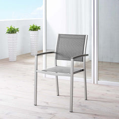 Shore Silver/Gray Outdoor Patio Aluminum Dining Chair - Ornate Home