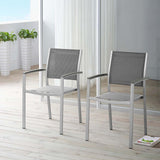 Shore Silver/Gray Outdoor Patio Aluminum Dining Chair (Set of 2) - Ornate Home