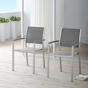 Shore Silver/Gray Outdoor Patio Aluminum Dining Chair (Set of 2) - Ornate Home