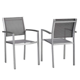 Shore Silver/Gray Outdoor Patio Aluminum Dining Chair (Set of 2) - Ornate Home