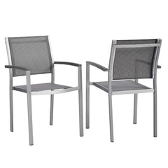 Shore Silver/Gray Outdoor Patio Aluminum Dining Chair (Set of 2) - Ornate Home