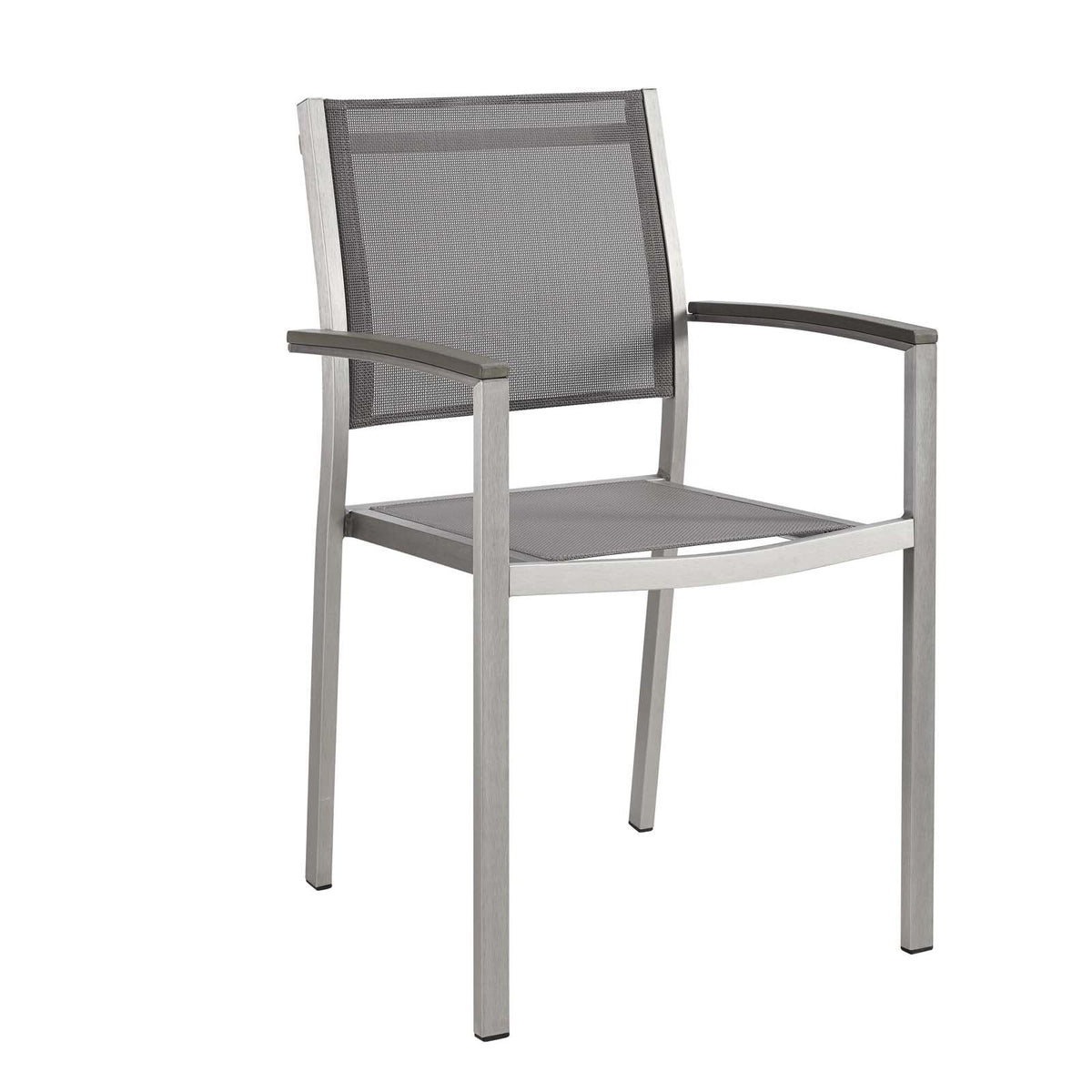 Shore Silver/Gray Outdoor Patio Aluminum Dining Chair (Set of 2) - Ornate Home