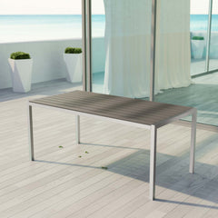 Shore Silver/Gray Outdoor Patio Aluminum Dining Table - Ornate Home