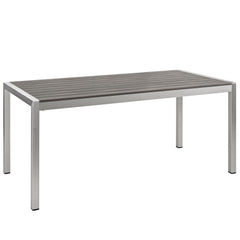 Shore Silver/Gray Outdoor Patio Aluminum Dining Table - Ornate Home