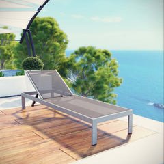 Shore Silver/Gray Outdoor Patio Aluminum Mesh Chaise - Ornate Home
