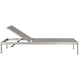 Shore Silver/Gray Outdoor Patio Aluminum Mesh Chaise - Ornate Home