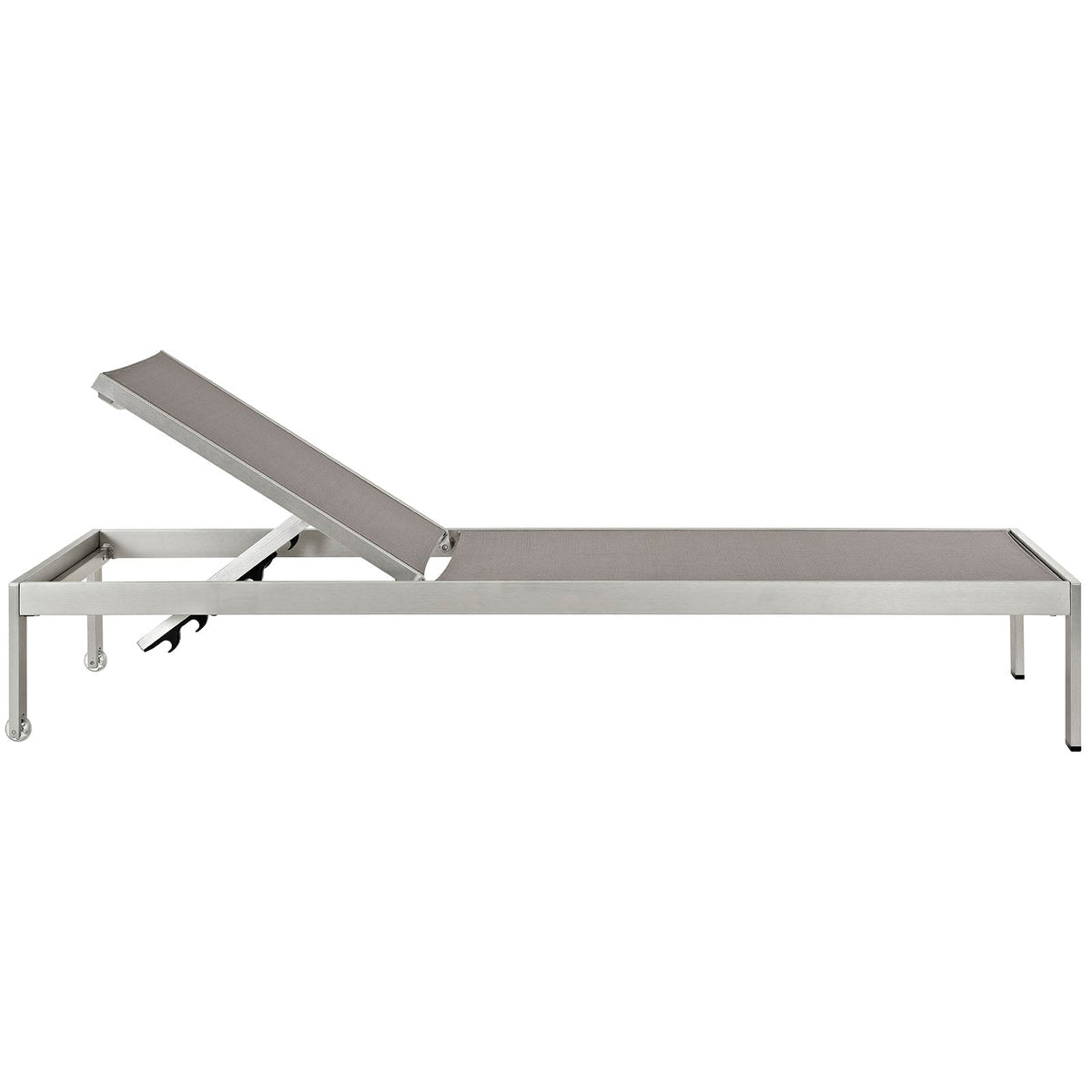 Shore Silver/Gray Outdoor Patio Aluminum Mesh Chaise - Ornate Home