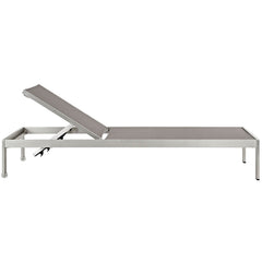 Shore Silver/Gray Outdoor Patio Aluminum Mesh Chaise - Ornate Home