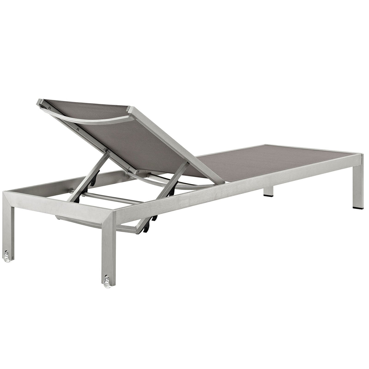 Shore Silver/Gray Outdoor Patio Aluminum Mesh Chaise - Ornate Home