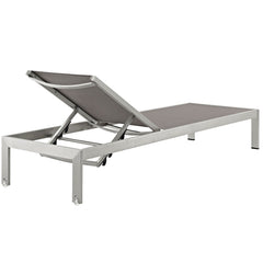 Shore Silver/Gray Outdoor Patio Aluminum Mesh Chaise - Ornate Home